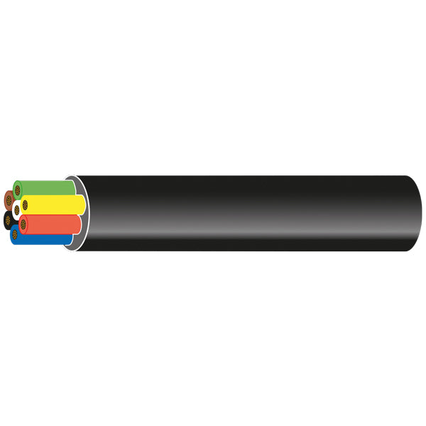 1852 Trailerkabel 7 leddet, 6x1mm2 + 1x2mm2 (sort) 100m