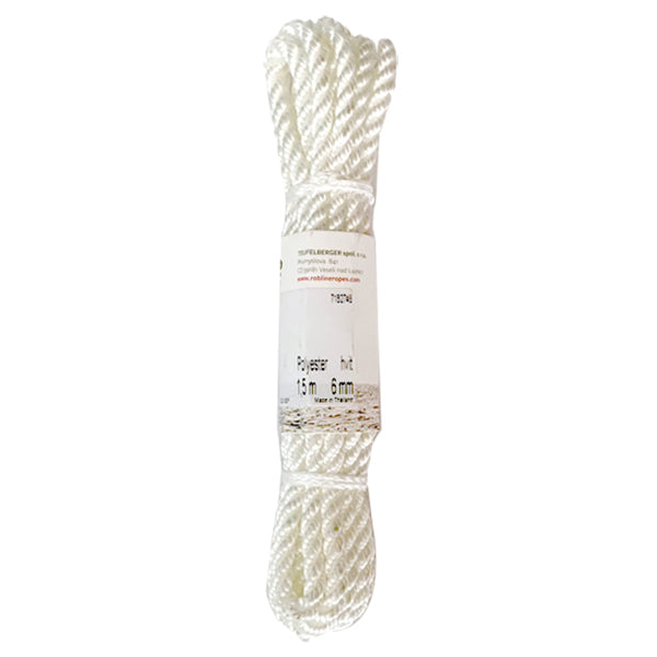 Robline fenderline hvid 3-slået Ø6mm x 1,5m, 2-pak