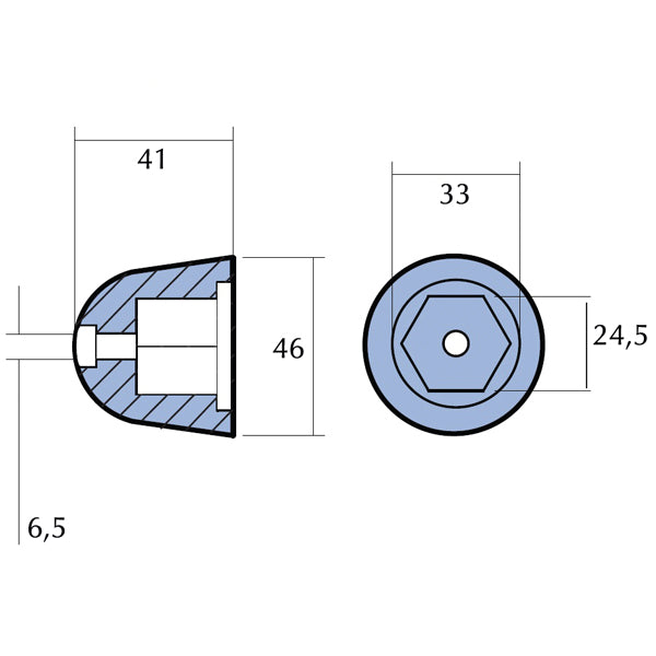 Tecnoseal Alu anode sidepower (201180)sp125t-285tc,se120/150