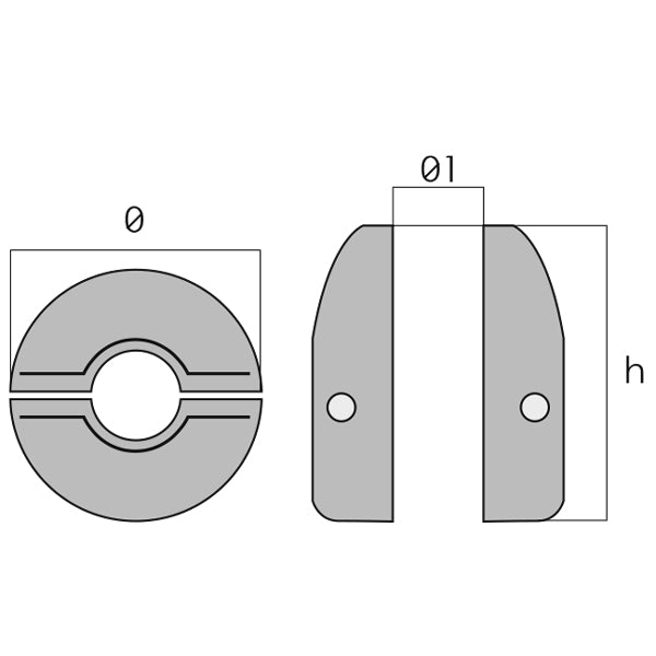 1852 Zink Akselanode 55/19mm
