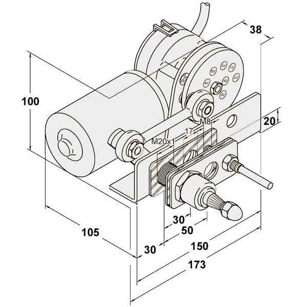 Viskermotor heavy duty 24V med 20mm aksel