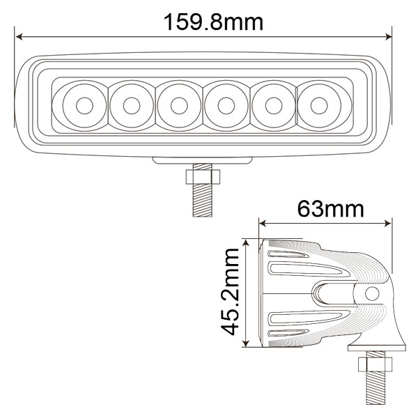 1852 dækslys 10-30Vdc, 9W Osram LED, Flood, 754 lumen