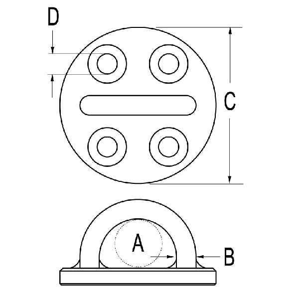 Ronstan Pad eye base Ø34mm bøjle Ø5mm b.l. 1500kg