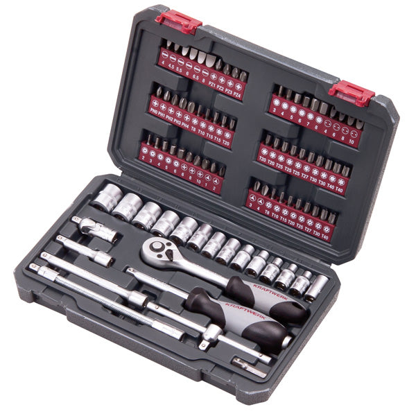 Kraftwerk Topnøglesæt Basic-Line 82 dele 1/4" 4 -14mm