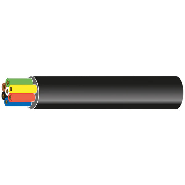 1852 Trailerkabel 7 leddet, 6x1mm2 + 1x2mm2 (sort) 30m