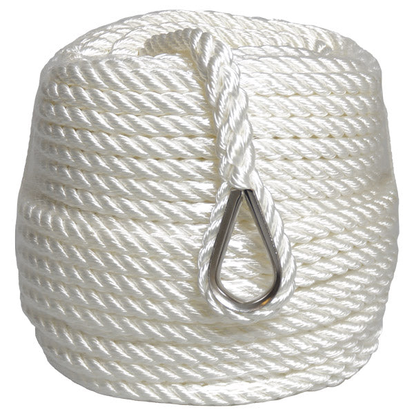 Robline ankerline 3 slået med kovs, Hvid 16 mm x 40m
