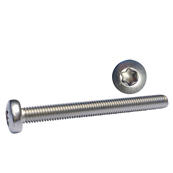 Maskinskrue Pan Hoved Torx kærv TX25 5x20 A4 ISO14583 6 stk + møtrikker