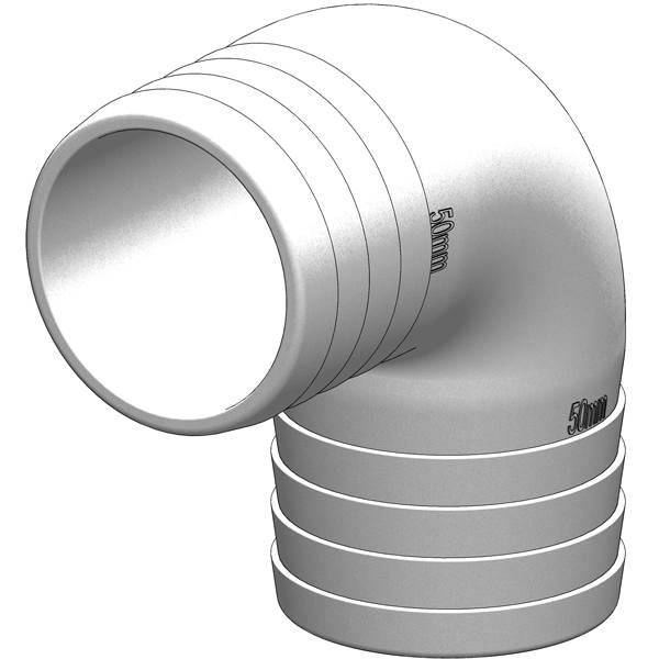 Trudesign Vinkelstykke 90° 50mm hvid