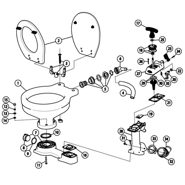 Jabsco manuel toilet "twist n lock" compact