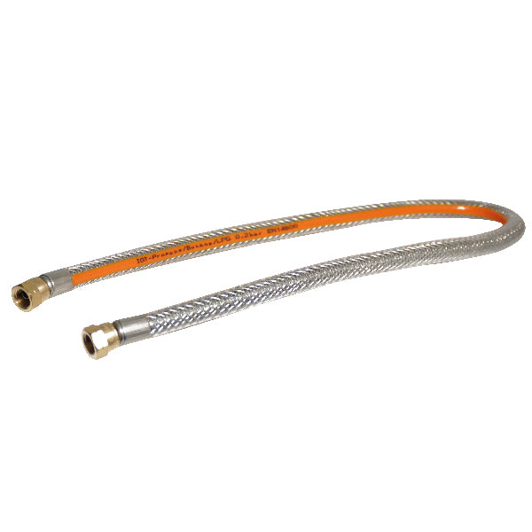 Gasslange med stål indlæg 1,5m, 1/4" omløber