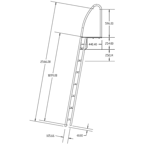 Brostige 7 trin RF 304 længde 256cm bredde 49cm