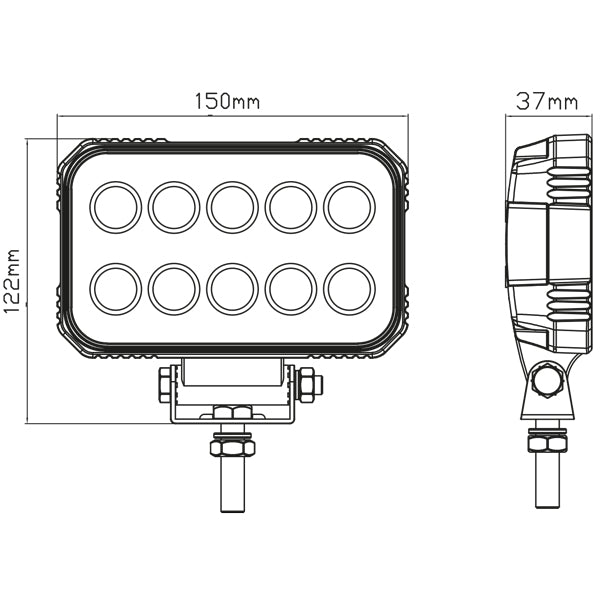 1852 dækslys 10-30Vdc, 75W Osram LED, Flood, 5717lm