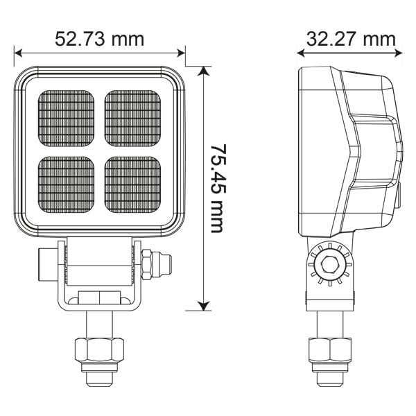 1852 dækslys 10-30Vdc, Mini Cube, 12W LED, Flood, 1200 lm