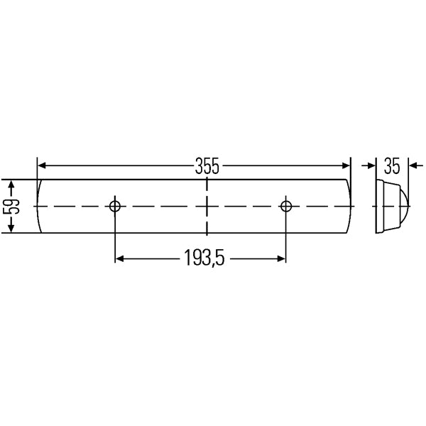 Hella hvid led lysstofarmatur med afbryder 10-31volt 3,5w