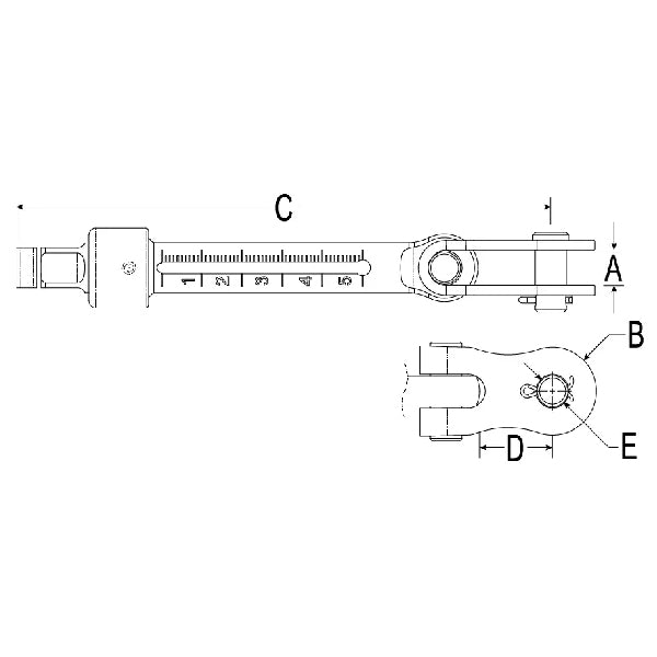 Ronstan vantskrue krop med skala og toggle 1/4" gevind