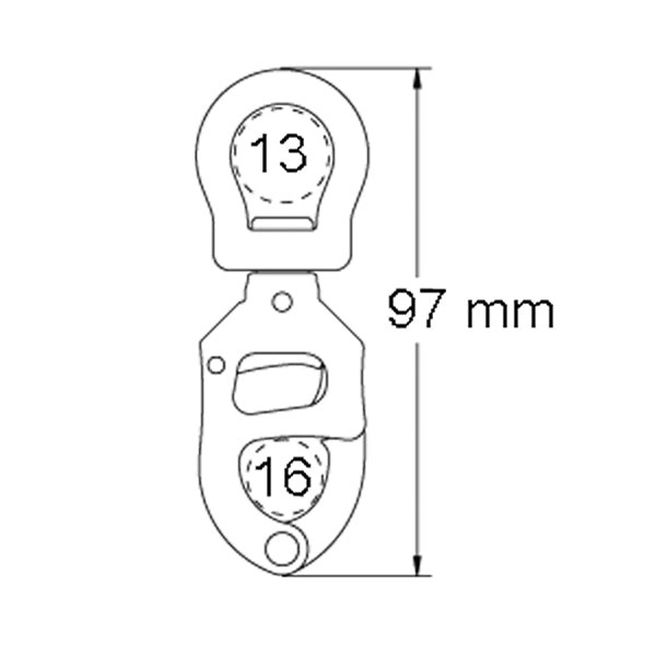 Ronstan triggersnap skødekrog lille øje bl 3.200 kg 97 mm
