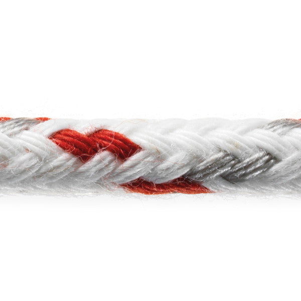 Robline Neptun 500 Skøde tov, 10mm Hvid/Rød - 1 mtr