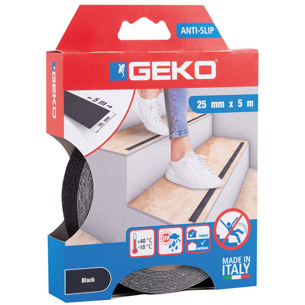 GEKO Skridsikker tape 25mm x 5 m sort