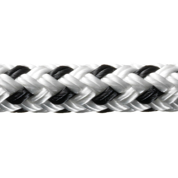 Robline Rio Fortøjningsline, 12mm Hvid/Sort - 1 mtr